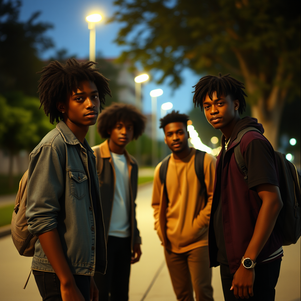 black high school students hanging out