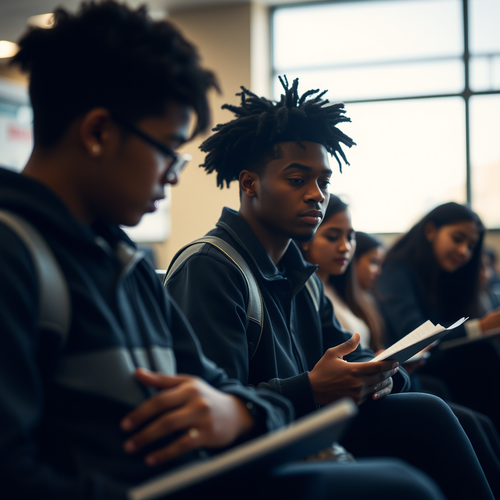 black high school students learning