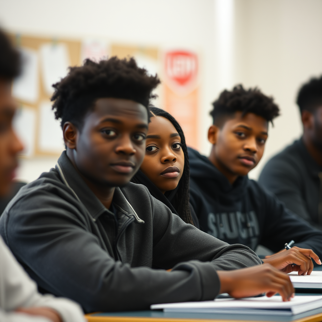 high school Black students learning
